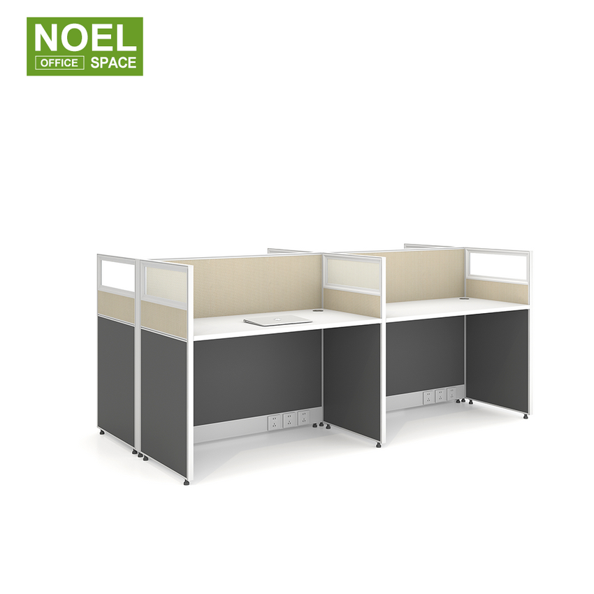 V-WA2412A,white+grey color simple 4 staff workstation