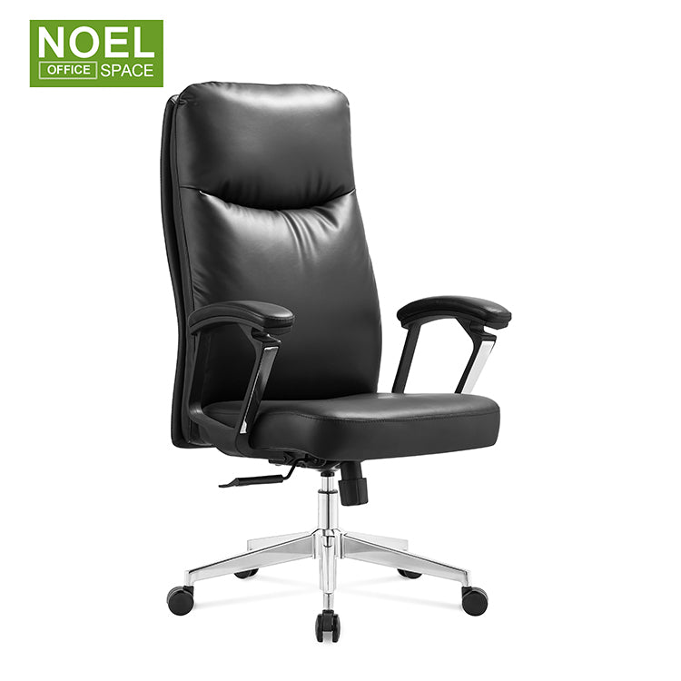 Elina, Boss High Back Lounge White PU Leather Designer Office Chair With Casters