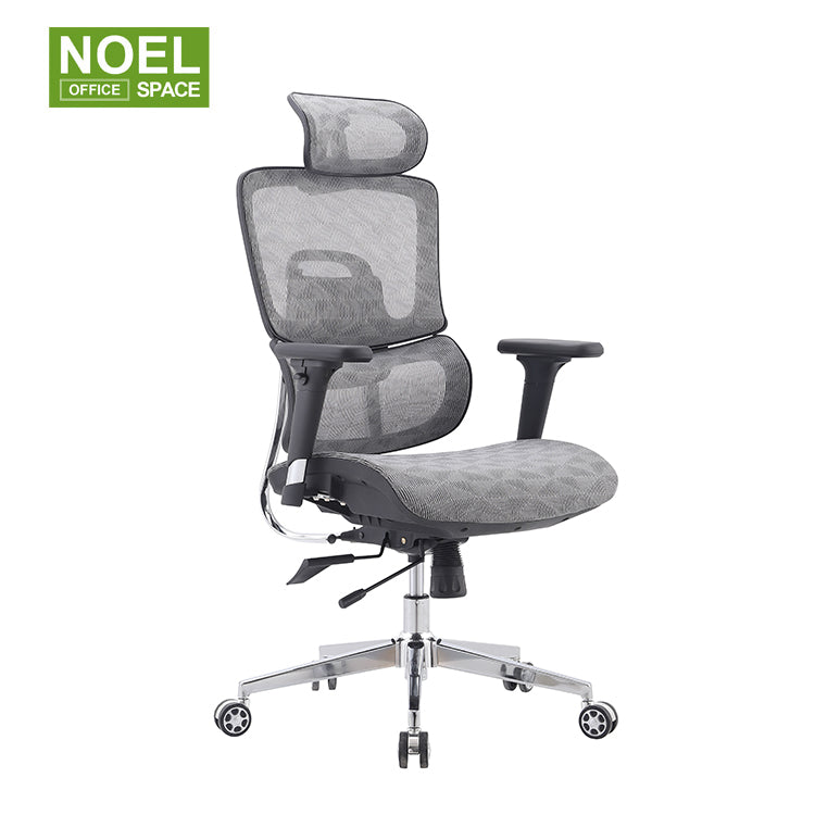 Karin-H，High back ergomonic mesh office chair with 3D headrest