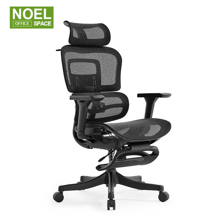 Lana-H(Black, footrest),High back ergonomic mesh office chair